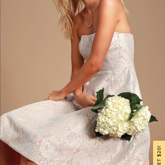 Lulus Give It A Twirl White Lace Strapless Dress - Picture 4 of 8